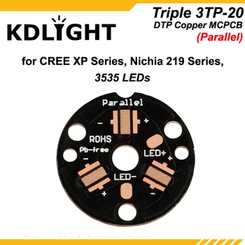 KDLITKER Triple 3TP-20 DTP Vario MCPCB už Cree XP Series / Nichia 219 Serija / 3535 Led - Lygiagrečiai arba Individualios ( 5 vnt.)