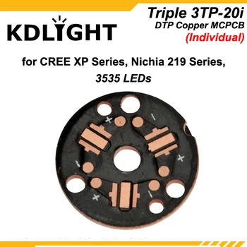 KDLITKER Triple 3TP-20 DTP Vario MCPCB už Cree XP Series / Nichia 219 Serija / 3535 Led - Lygiagrečiai arba Individualios ( 5 vnt.)