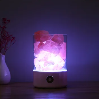 KHLITEC USB Crystal Šviesos Natūralios Himalajų Druskos Lempos, Led Lempos, Oro Valytuvas Nuotaikos Kūrėjas Patalpose Šilta Šviesa Stalo Lempa Lavos Lempa