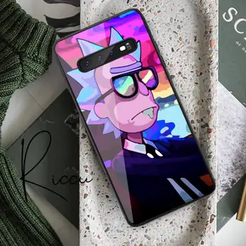Kietas Animacinių filmų Juokingas Anime Rick Morty Telefono dėklas Grūdintas Stiklas Samsung S20 Plius S7 S8 S9 S10E Plus Pastaba 8 9 10 Plius A7 2018