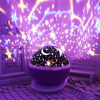 Kietas Sukasi Naktį Šviesos Projekcija Lempos Žvaigždėtas Dangus Vienaragis Vaiką Kūdikio Miego Romantiška Projekcija LED Lempos Namų Reikmenys