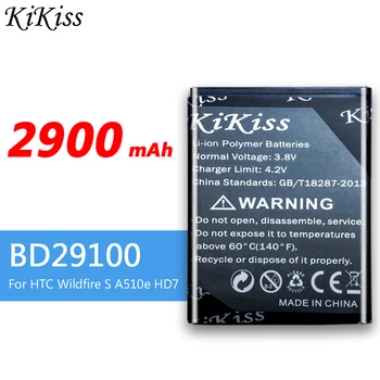 KiKiss 2900mAh Telefono Įkrovimo Baterija (akumuliatorius BD29100 HTC Wildfire S G13 A510C A510e HD3 HD7 HD7S T9292 T9295 T9292 Baterijos