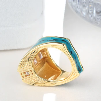 Kinel Prabanga Emalio Didelis Žiedas Aukso Spalvos Kvadratą cirkonis Vestuvių Papuošalai Šalis Žiedas Mados 2019 Naujas