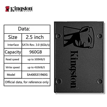 Kingston A400 SSD SATA III 2.5 Colių 960GB 480GB Vidinio Kietojo Disko su Kietojo Disko Gaubto&Sata 3 Laidas USB3.0 Adapteris