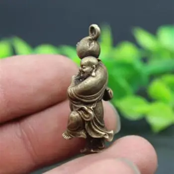 Kinijos gryno žalvario maitrėjos Budos persikų Mažas pakabukas