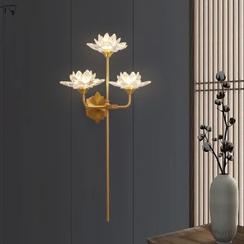 Kinų Dzeno Meno Vario Kristalų Sienos Lempos Lotus Flower 