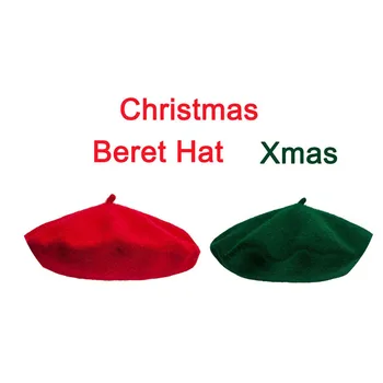 Klasikinis Kalėdų Raudona Žalia Beretė Skrybėlės Vilnos Merginos, Moterys Skrybėlę Kalėdų dovana šeimai