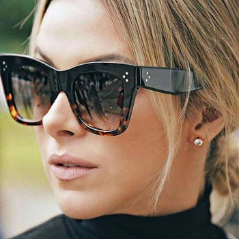 Klasikinės Moterų Mados Rėmo Akiniai nuo saulės Ženklo Dizaineris Ruda Objektyvas Kniedės Atspalvių Saulės akiniai Moterų Derliaus Dervos UV400 Akiniai