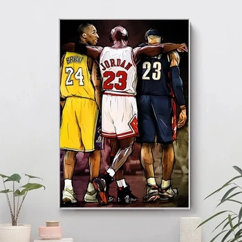 Kobe Bryant Michael Lebronas Jamesas Plakatas Krepšinio Žvaigždžių Sienos Menas Drobė Sienos Nuotraukas Kambarį Namų Dekoro Berniukų Kambarys