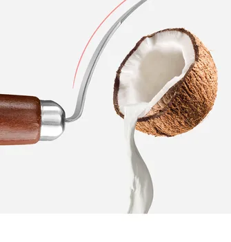 Kokoso Cutter - Kokoso Peilis Mėsos Pašalinimas Kokoso Įrankis Atidarytuvas 3CR14 Nerūdijančio Plieno Ašmenys Medinė Rankena