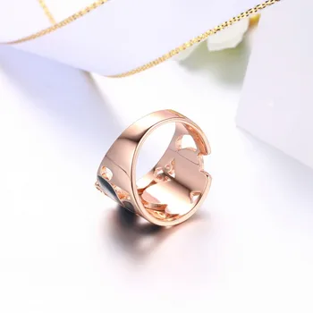 Korėjos 18K Aukso Žiedas Moterims Žavesio Drugelis Glazūra ažūrinės figūrinių Rose Aukso Žiedai, Papuošalai, Vestuvių, Sužadėtuvių Ametistas Topazas Žiedai