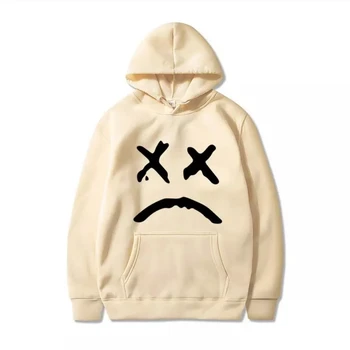 Korėjos streetwear palaidinukė vyrų ponios atsitiktinis megztinis hip-hop ilgomis rankovėmis šypsena liūdna veido linija spausdinti sporto top hoodie