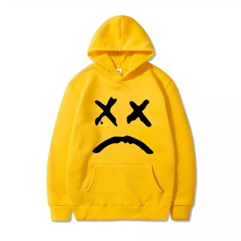 Korėjos streetwear palaidinukė vyrų ponios atsitiktinis megztinis hip-hop ilgomis rankovėmis šypsena liūdna veido linija spausdinti sporto top hoodie