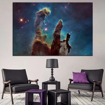 Kosmoso ramsčių, kūrimo visatos kraštovaizdžio nuotraukų ūkas kambarį namo sienos meno dekoro medžio rėmo audinio plakatai EX025