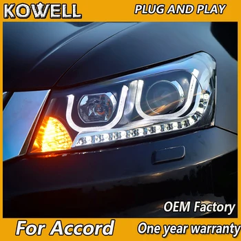 KOWELL Automobilis Honda Accord 8 žibintai Asamblėjos 2008-2012 m. LED žibintų U Angel Eye LED Q5 xenon bi objektyvas h7 Priekiniai D2H
