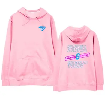 Kpop super junior super rodo 8 world tour pačiu spausdinimo hoodies unisex mados vilnos megztinis/plona palaidinukė 5 spalvų