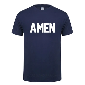 Krikščionių AMEN Atspausdinta Marškinėliai Vyras Moteris Vasarą Medvilnės trumpomis Rankovėmis Jėzus T-Shirt Geek Blusas Camisetas Camisa Masculina