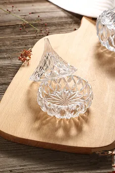 Kristalinis Deimantas Skaidraus Stiklo Langelį Mini Mielas stiklinės cukraus dubuo papuošalų dėžutės dangtelį