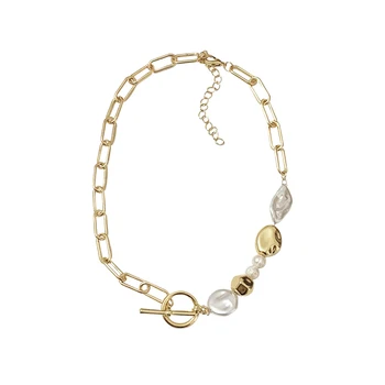 Kshmir Karoliai moterų unikalus metalo grandinės abnormity pearl OT karoliai mados moterų perlų vėrinį 2020 m.