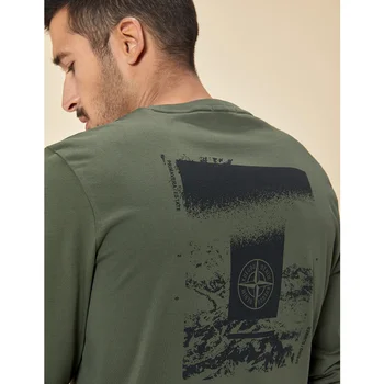 KUEGOU medvilnės drabužiai vyriški marškinėliai ilgomis rankovėmis vyrų mados marškinėlius pavasario raidėmis atspausdintas T-shirt rudenį Viršuje 3XL ZT-88005