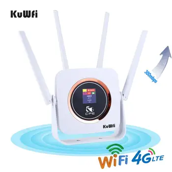 KuWFi 4G Maršrutizatorių 4G LTE SIM Wifi Router 300Mbps Atrakinta Belaidžio MEZON Maršrutizatorius Su 3000mAh Baterija&RJ45 Lan Prievadas