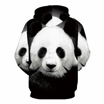 KYKU Prekės ženklo 3D Panda Megztiniai vyrams Gyvūnų Bliuzono Anime Juokinga Palaidinukė Atspausdintas Juodos Ir Baltos Hoodie Spausdinti 3d Spausdinti