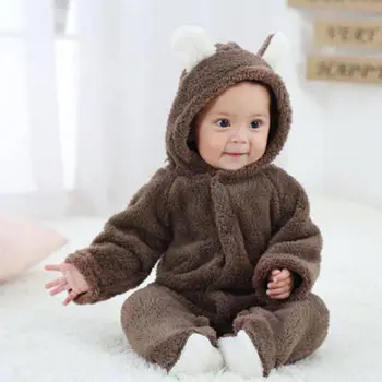 Kūdikiams naujagimiui mergaičių drabužius Kūdikiams su Gobtuvu rompers Gobtuvu pižama šilta žiemos gyvūnų kostiumai