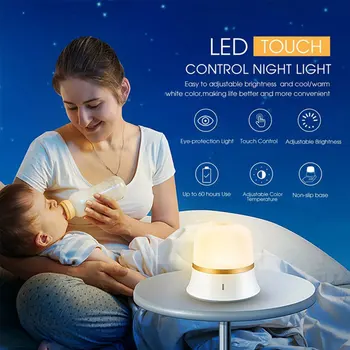 Kūdikis Naktį Šviesos Lempos, LED Portable LED Nighlamp Jutiklinį Jungiklį Tamsos Vandeniui Kempingas Šviesos Slaugos Skaityti Miegamasis Luminaria