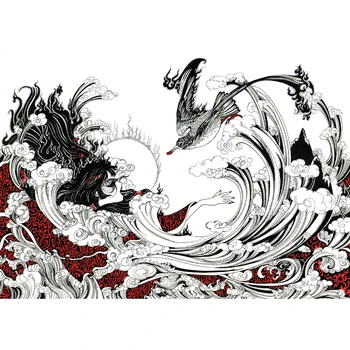Kūrybinės animacijos Shan Hai Jing Teleteksto iliustracijos Versija Ranka-dažytos Kinijos senovės mitologija Nonesuch art piešimo knyga