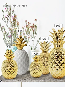 Kūrybinės keramikos auksinis ananasas papuošalai šiuolaikinės paprasta Šiaurės miegamasis kambarys kambarį namuose amatų dekoratyviniai papuošalai