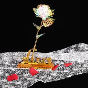 Kūrybos 24K Aukso Folija Rose Trunka Amžinai Meilės, Vestuvių Dekoras Rose Su Rožinės spalvos Pakuotė Valentino Dienos Dovana Lašas Laivybos