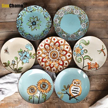 Kūrybos Keraminės sienų Plokštės, dažytos rankomis dažyti disko namų patiekalas apdailos kabinti plokštė kepsnys plokštė restoranas keramikos plokštės