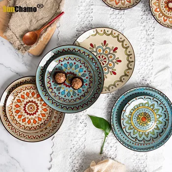 Kūrybos Keraminės sienų Plokštės, dažytos rankomis dažyti disko namų patiekalas apdailos kabinti plokštė kepsnys plokštė restoranas keramikos plokštės
