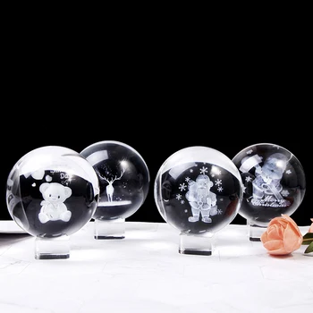 Kūrybos Kristalų Lazeriu Graviruotas Kalėdinis Temą Apdailos Kamuolys Santa Claus Modelis Crystal Ball Kalėdų Dovana Sniego Senį Pasaulyje