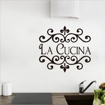 La Cucina Virtuvės Sienos Lipdukas Italų Virtuvę Citata Sienų Dekoras Gėlių Virtuvės Supjaustyti Vandeniui Vinilo Sienos Dekoras Dailės Freskos