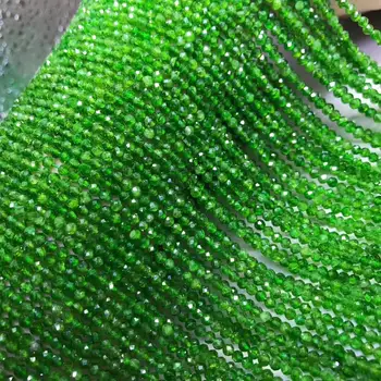 Laisvas karoliukai hiddenite žalia apvalus briaunotas skaičius 2/3/4mm AA 14inch, 