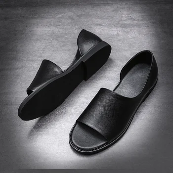 Lauko romos guminiai sandalai vyrams odos originali tuščiaviduriai batai vyras 2020 metų vasaros rankų darbo kvėpuojantis paplūdimio mens walking patogumas