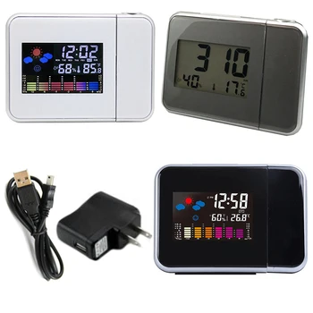 LED Laikrodis-Žadintuvas Temperatūros Termometras, Stalas Laikas, Data, Ekrano Projektorius Kalendorius USB Įkroviklis Lentelė Led Laikrodis