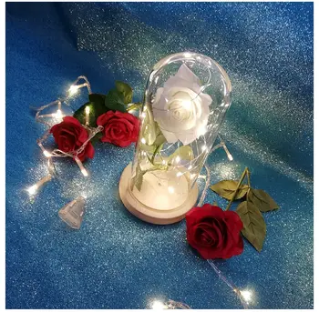 LED Mirksi Šviesos Dirbtinis Konservuoti Rose Romantiška Dekoratyvinių Gėlių Vestuvių Valentino Dienos Dovana Mylimojo Gimtadienis