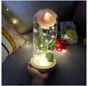 LED Mirksi Šviesos Dirbtinis Konservuoti Rose Romantiška Dekoratyvinių Gėlių Vestuvių Valentino Dienos Dovana Mylimojo Gimtadienis