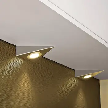 LED Spinta Sienos Žibintai AC12/110/220V Trikampis Nerūdijančio Plieno Pagal Kabineto Lempos Jungiklį, Spintoje, Vonios kambarys, Virtuvės Apšvietimas