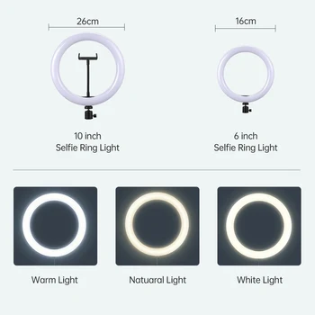 Led žiedo, šviesos, Fotografijos, vaizdo, šviesos, Selfie Lempa USB Pritemdomi su stovu ir telefono turėtojas 
