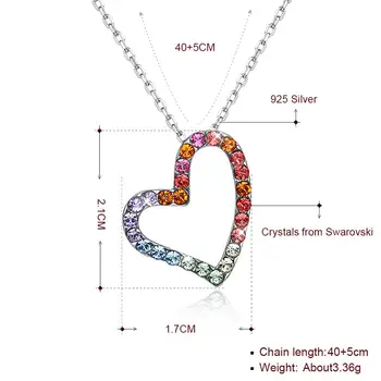 LEKANI 925 Sterlingas Sidabro Karoliai Pakabukas Moterų Austrijos Kristalų Romantiška Spalva Širdies Karoliai Dalyvavimas Fine Jewelry