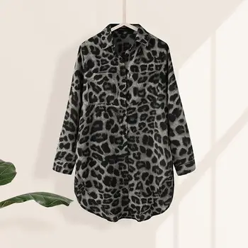 Leopardas Spausdinti Ilgi Marškinėliai Moterims Rudenį Palaidinės Celmia Ilgomis Rankovėmis Vintage Marškinėliai Plius Dydis Viršūnes Atsitiktinis Palaidų Office Blusas 7