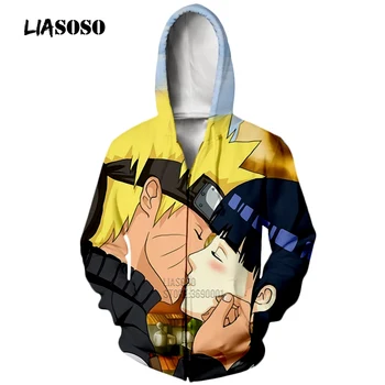 LIASOSO 3D Spausdinimo Unisex Anime NARUTO Uzumaki Naruto Hinata Hyuga Gobtuvu Hoodies Palaidinės Striukės Užtrauktukas Harajuku Viršūnes X2290