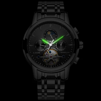 LIGE Mechaninė Vyrai laikrodžiai top brand prabangių laikrodžių vyrams, Verslo Karinės laikrodis vyrams Tourbillon Mados 2020 reloj hombres