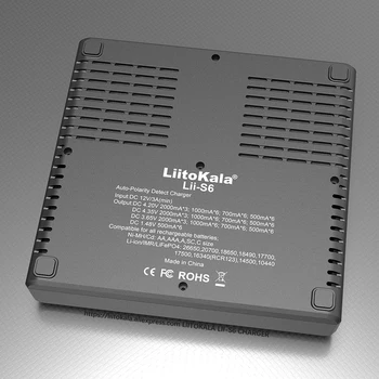 LiitoKala Lii-S6 18650 Ličio baterijos Kroviklis 6-Lizdas Auto-Poliškumas Aptikti Už 3,7 V 26650 21700 32650 1.2 V AA AAA baterijos
