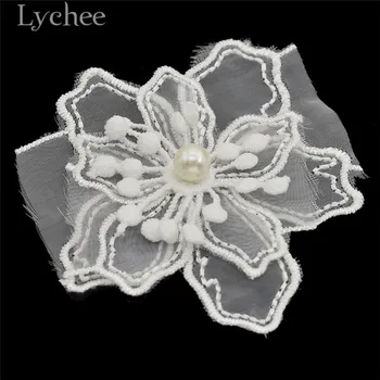 Ličiai Gyvenimo 20pcs 3D Granulių Gėlių Dėmės Baltos Modeliavimas Pearl Aplikacijos Vestuvių Suknelė 