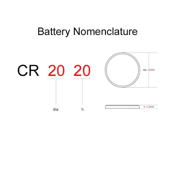 Ličio Monetos Elementų Baterijų CR2020 Mygtuką Baterijos 2020 m., 3V