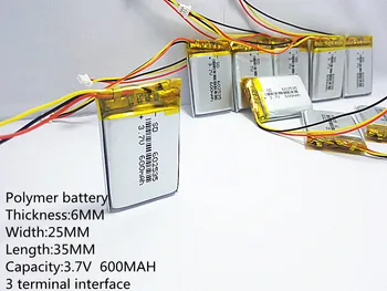Ličio polimero core MODELIO 582535 602535 Ličio Polimerų 3,7 v 600mah 1.7 wh tachografas bendroji įkraunamas baterijas